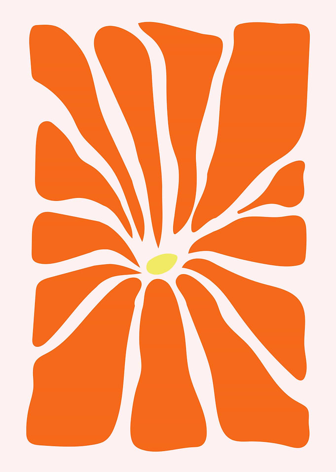 Abstract Orange Flower Minimalist Art