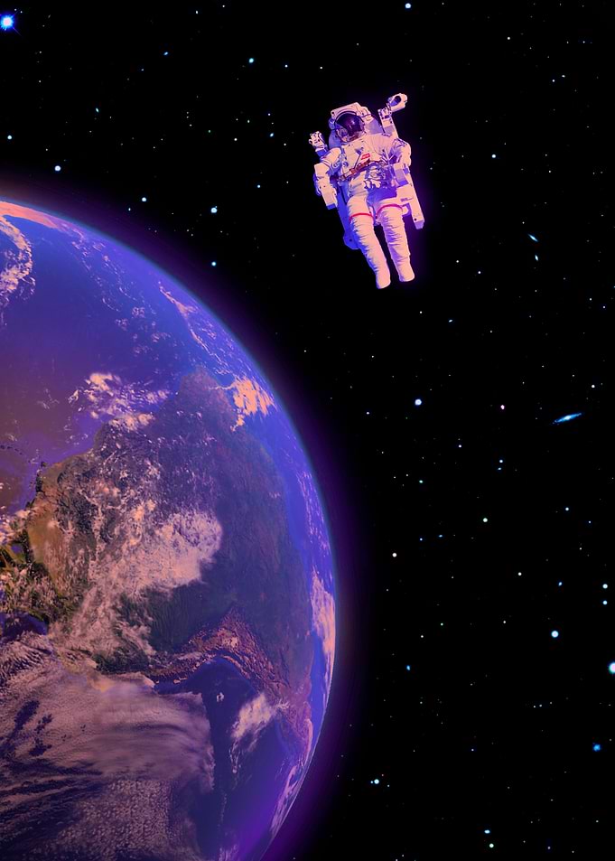 Astronaut Floating Above Earth