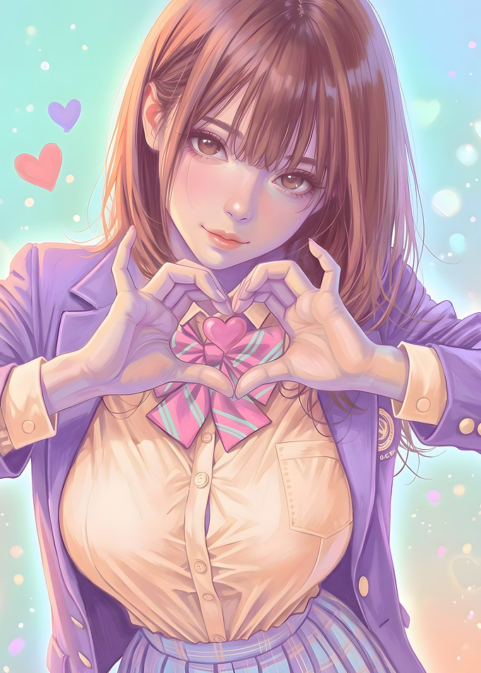 Anime Girl Making Heart Gesture
