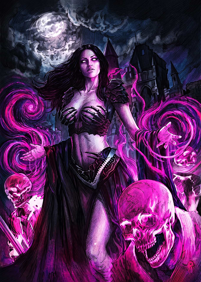 Dark Sorceress Summoning Undead Spirits