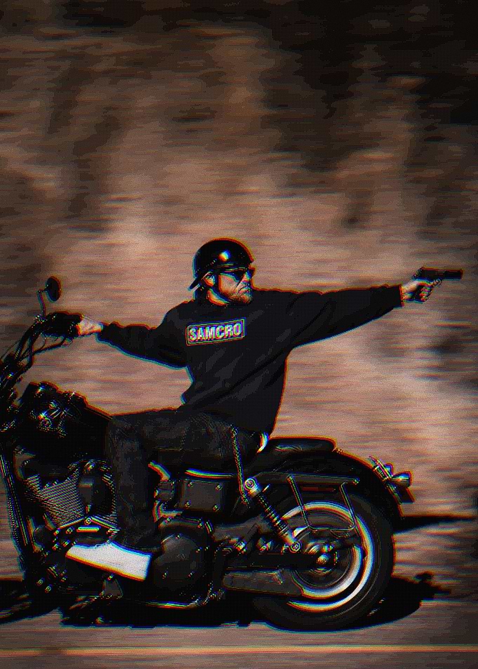 Sons of Anarchy Biker Riding Motorcycle