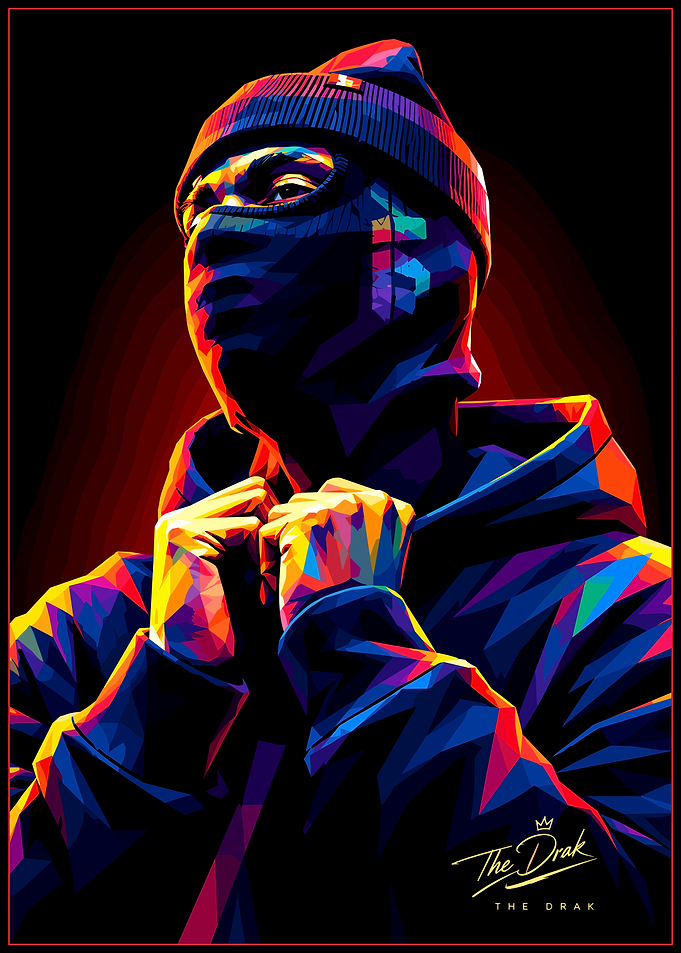 Colorful Low Poly Portrait of Rapper