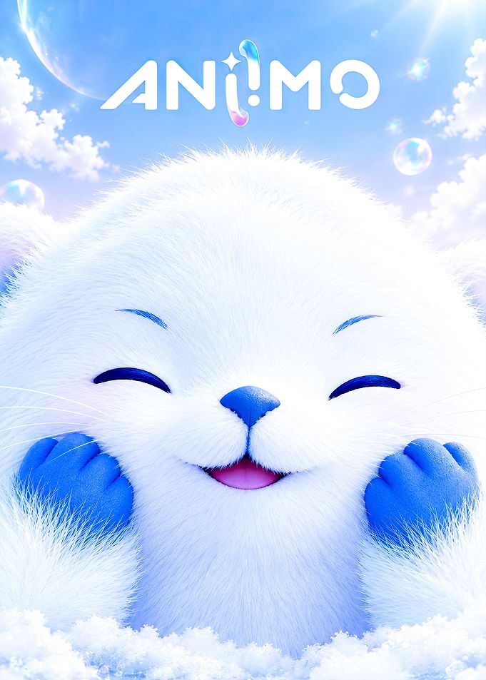 Cute White Furry Creature Animo Poster