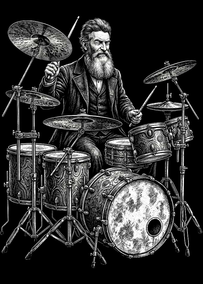 John Brown Playing Drums Illustration