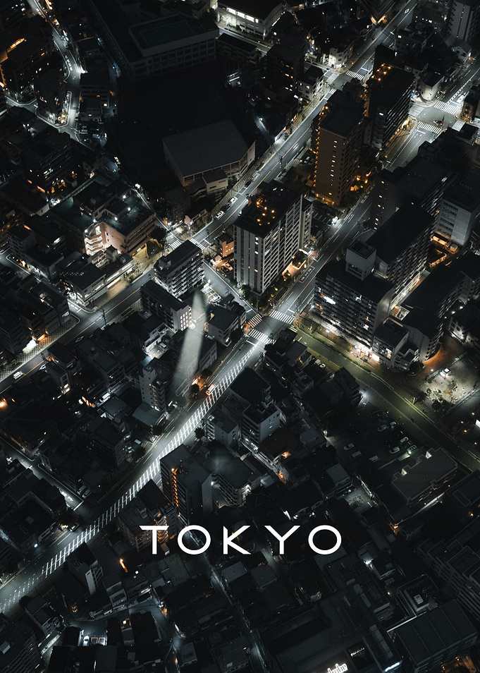 Aerial Night View of Tokyo City