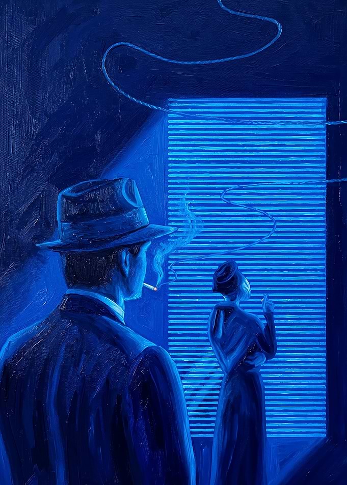 Noir Detective Blue Room Art Poster