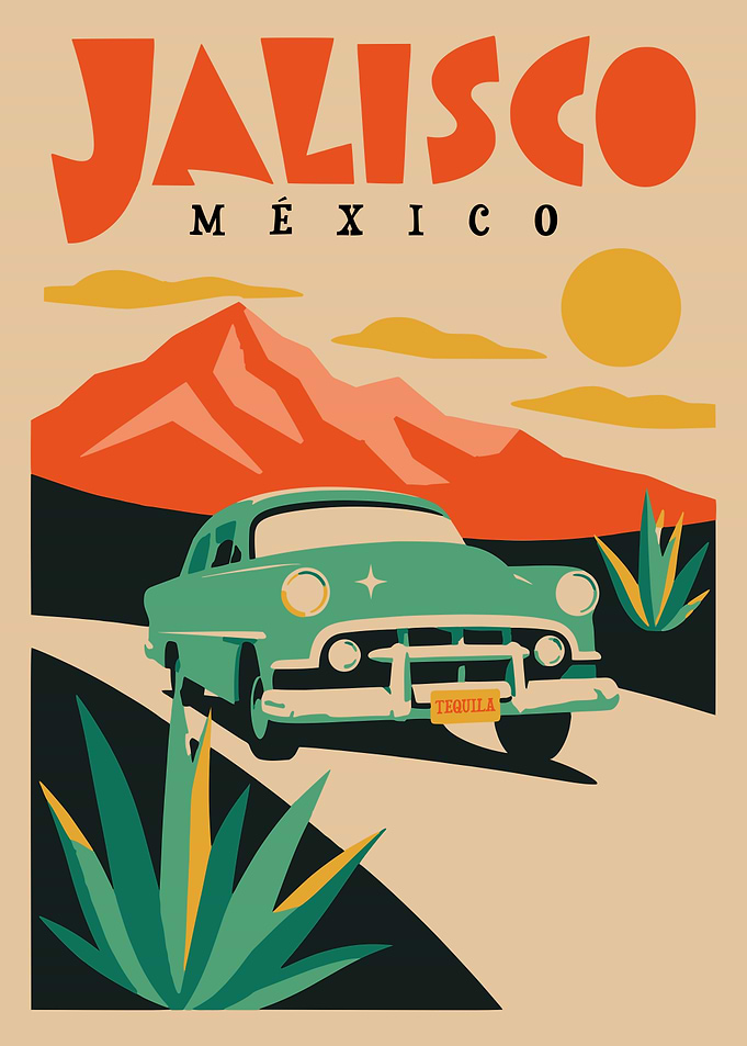 Vintage Jalisco Mexico Travel Poster
