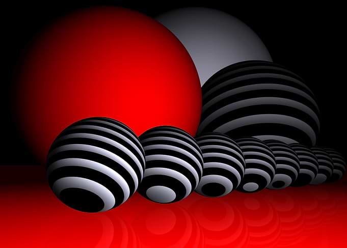 Abstract Spheres with Red and Stripes