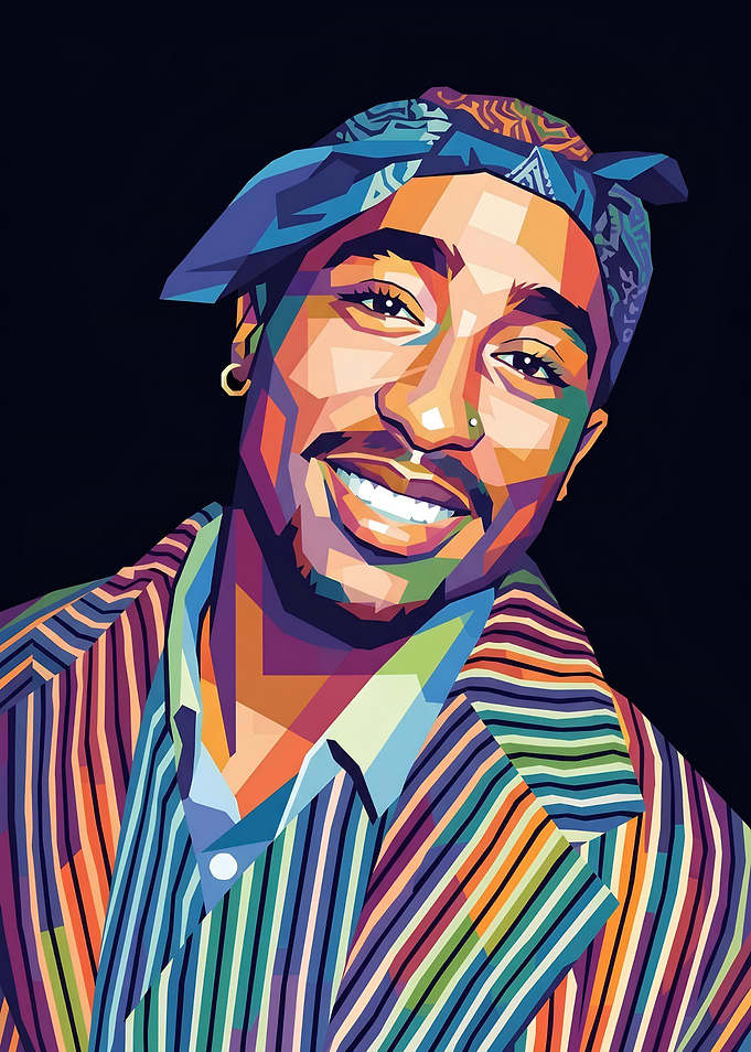 Colorful Geometric Portrait of Tupac Shakur