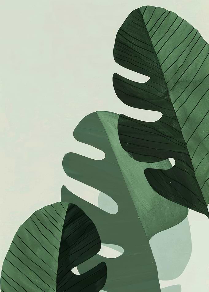Minimalist Tropical Monstera Leaf Art