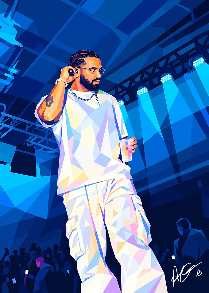 Low Poly Drake Concert Illustration