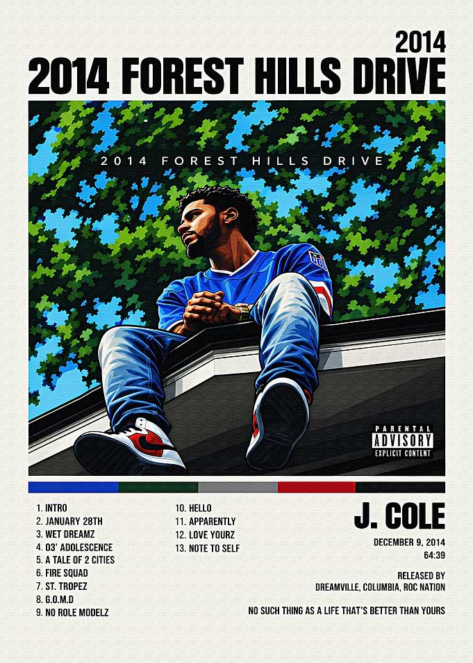 J. Cole 2014 Forest Hills Drive Poster