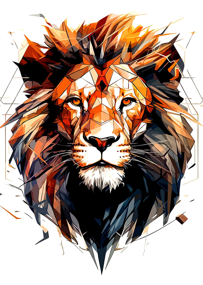 Geometric Lion Head Portrait