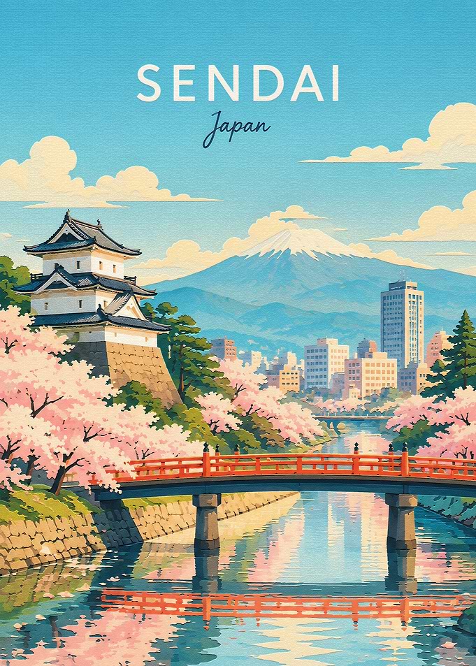 Sendai Japan Travel Poster