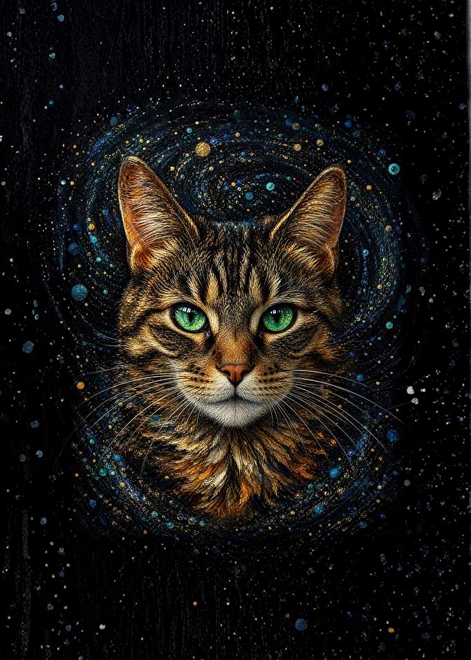 Cosmic Tabby Cat Portrait