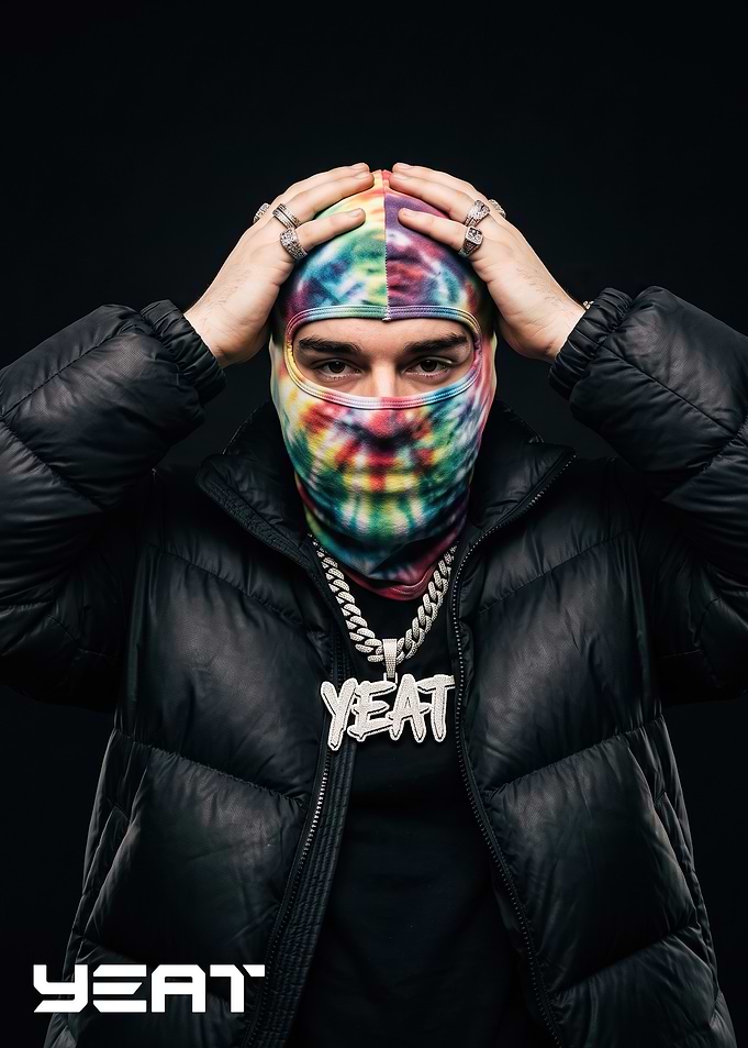 Yeat Portrait with Tie-Dye Balaclava