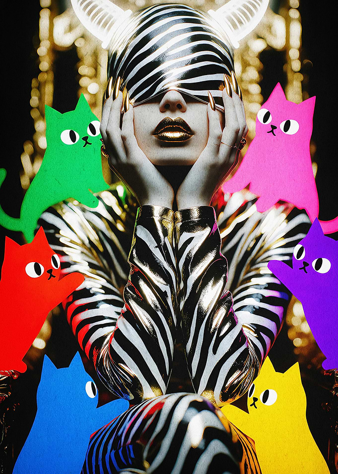 Zebra Queen Surreal Neon Art