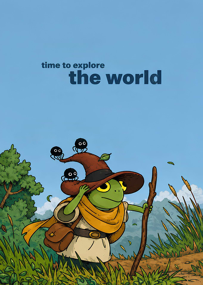 Frog Adventurer Exploring the World