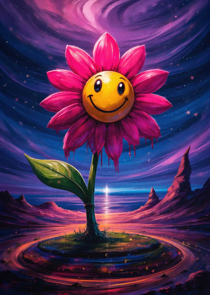 Smiley Flower Surreal Pop Art