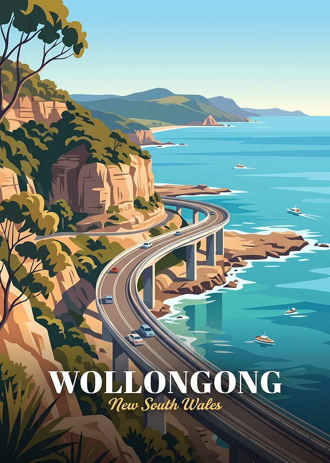 Wollongong Sea Cliff Bridge Travel Poster