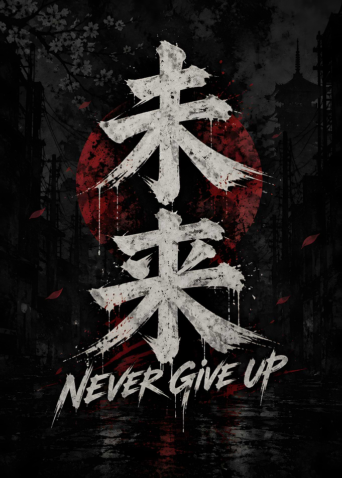Never Give Up Japanese Kanji Urban Art