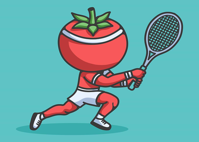 Tomato Tennis Player Cartoon Illustration