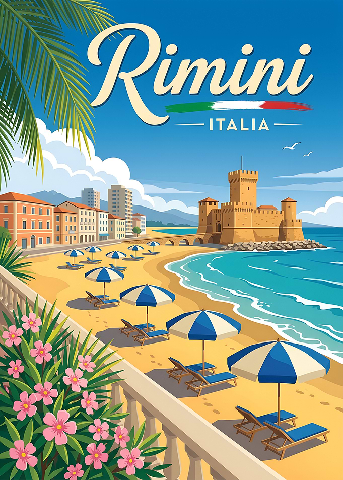 Rimini Italy Vintage Travel Poster
