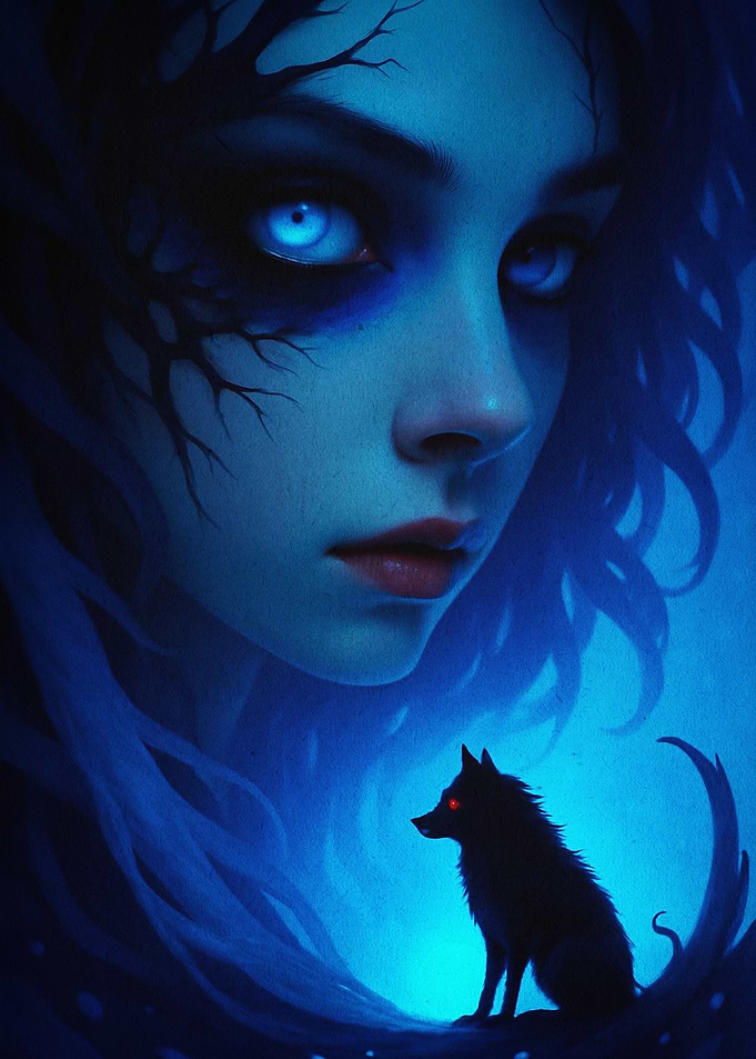 Gothic Wolf Fantasy Dark Blue Art