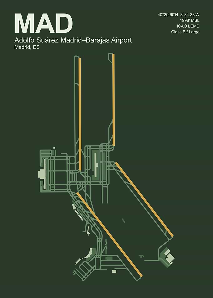 Madrid Barajas Airport Minimalist Map