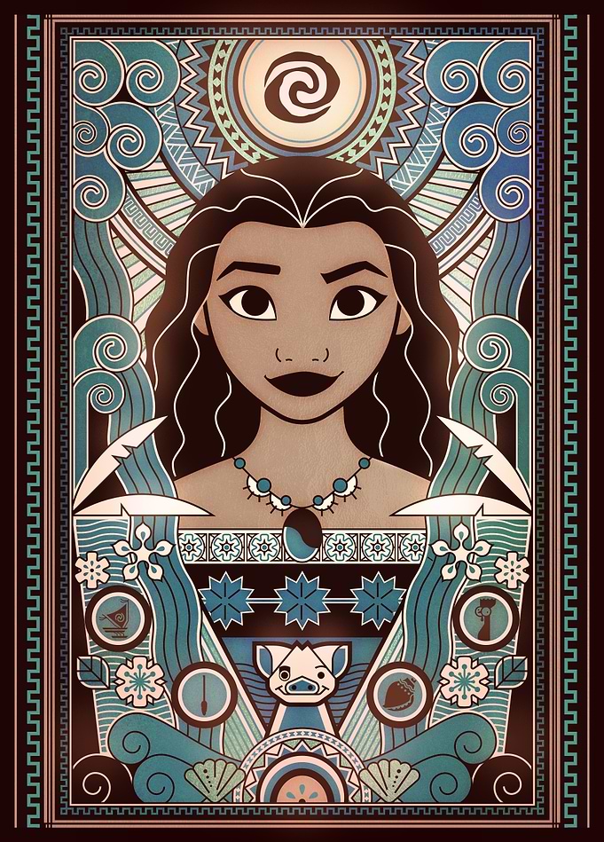 Moana - Polynesian Art Nouveau Portrait