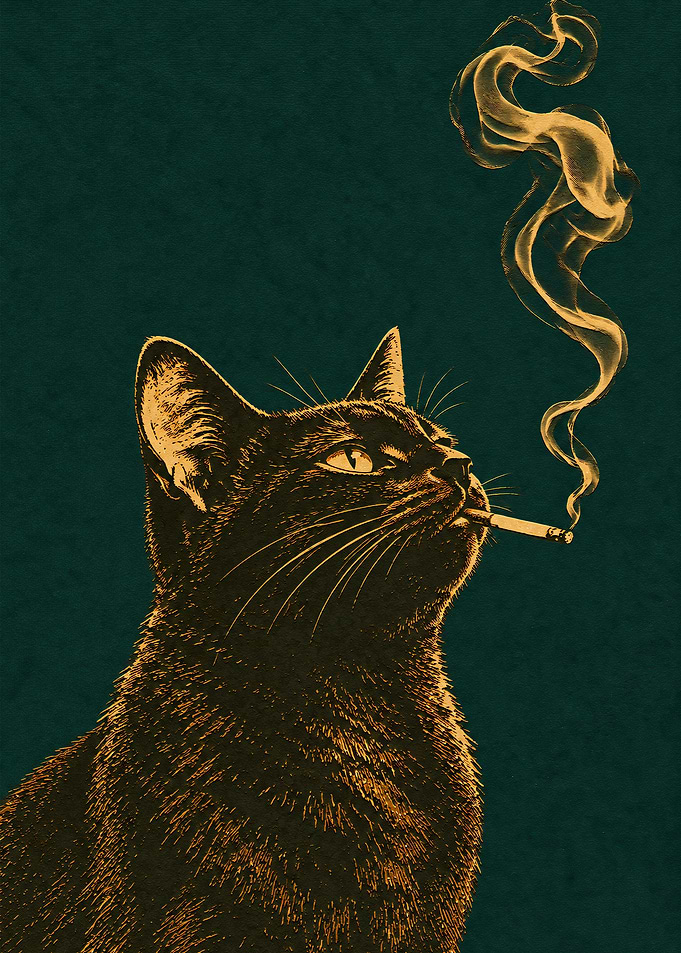 Cool Cat Smoking Cigarette Illustration