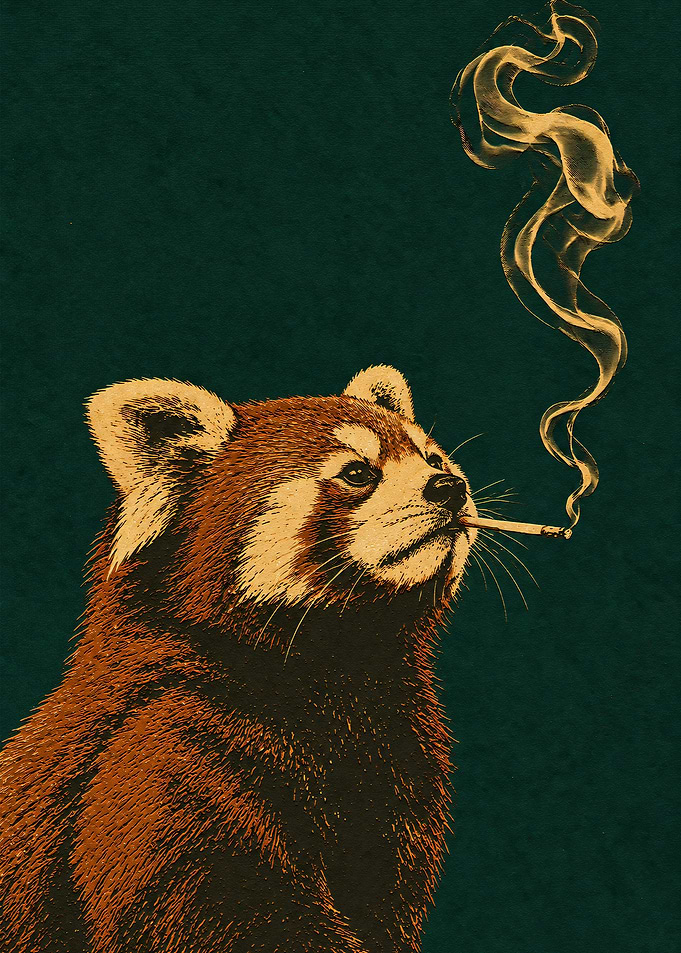 Smoking Red Panda Illustration