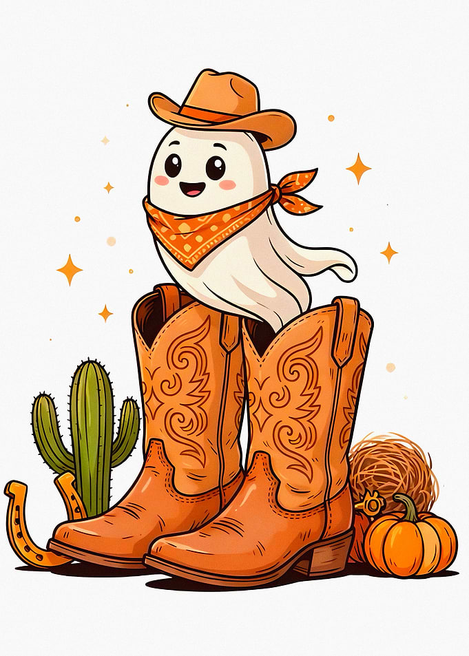 Cute Cowboy Ghost in Boots
