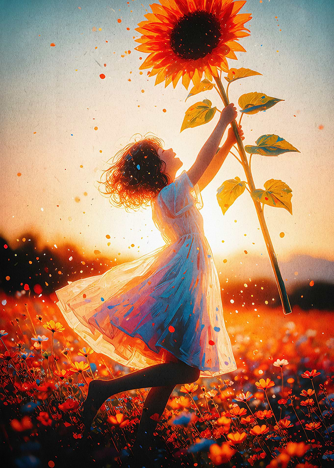 Sunflower Girl Dreamy Fantasy Poste