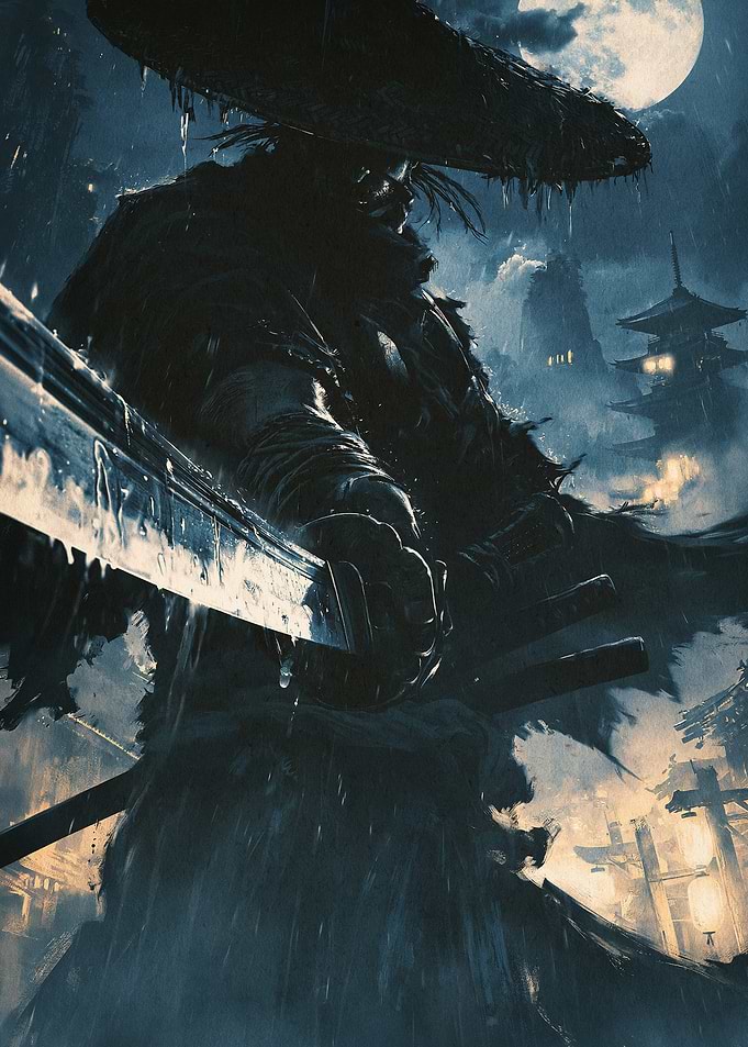 Ronin Samurai Rain Dark Fantasy