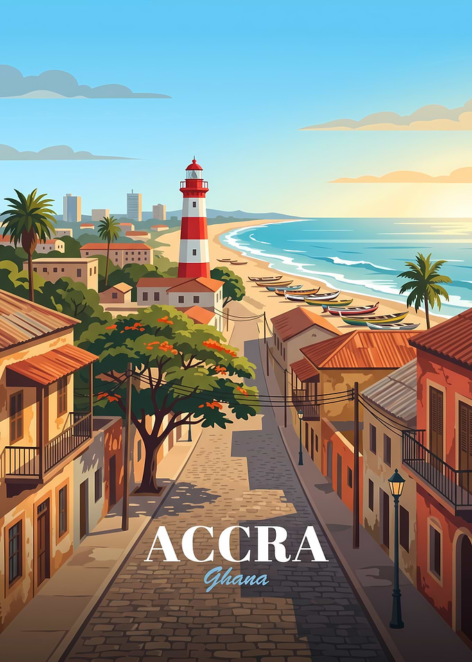 Accra Ghana Travel Poster