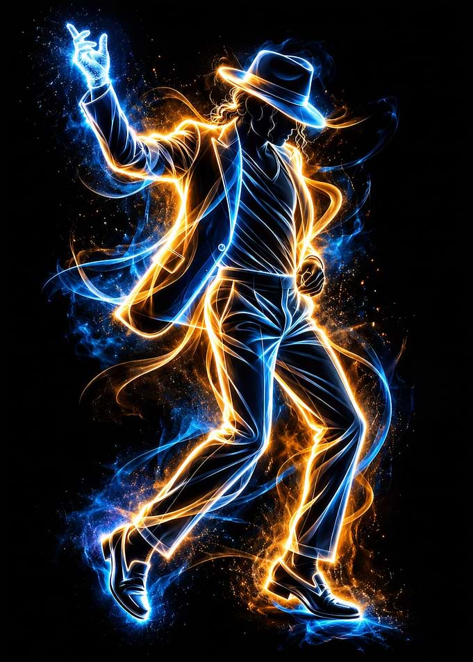 Michael Jackson Neon Dance Silhouette