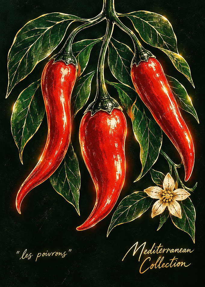 Vintage Red Pepper Botanical