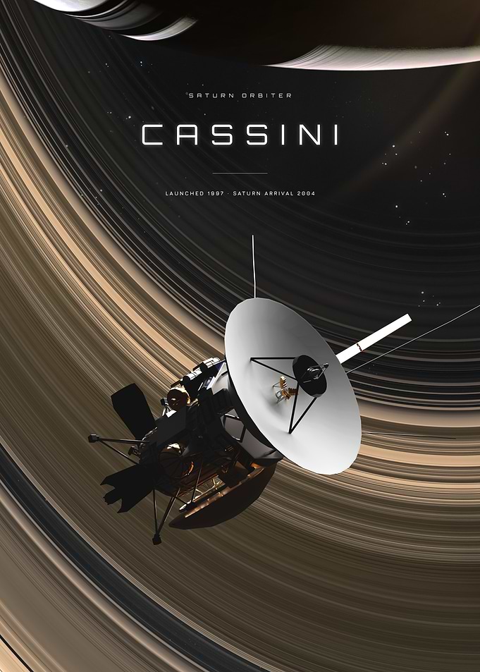 Cassini Saturn Orbiter Space Poster