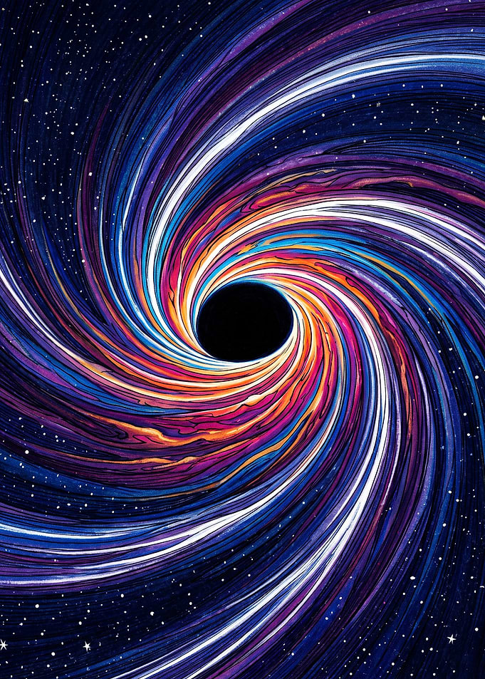 Vibrant Swirling Black Hole Illustration