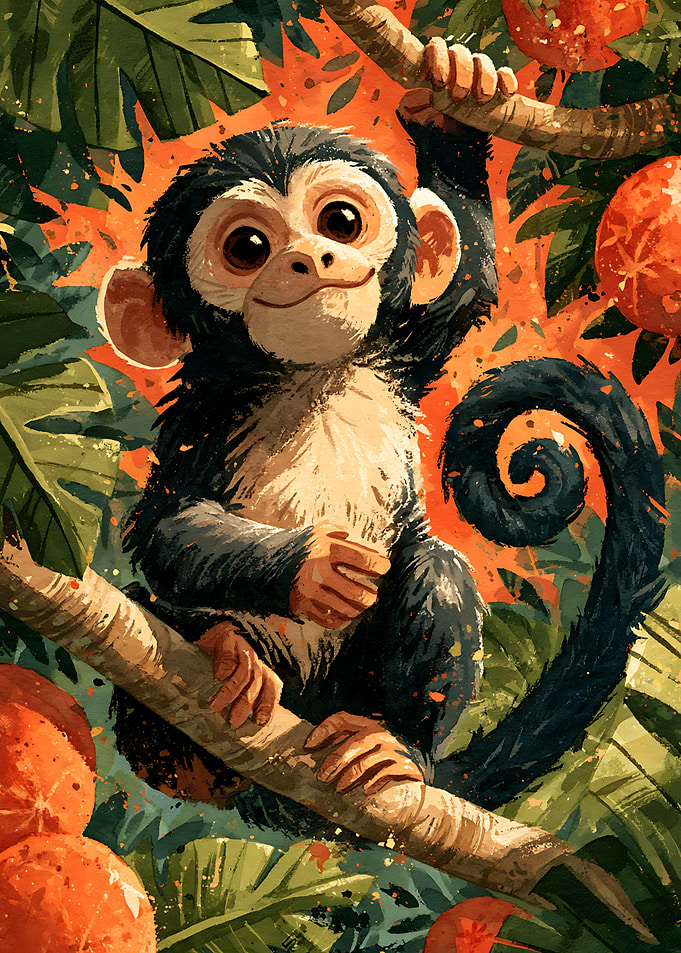 Cute Baby Monkey in Jungle