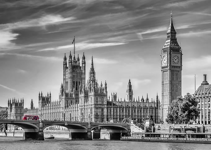 London Westminster with Red Bus