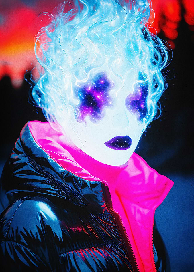 Cosmic Fire Woman Surreal Art