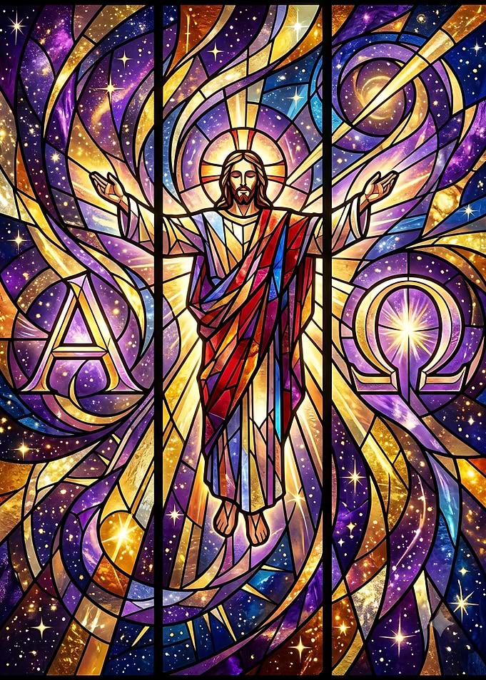 Stained Glass Jesus Cosmic Art