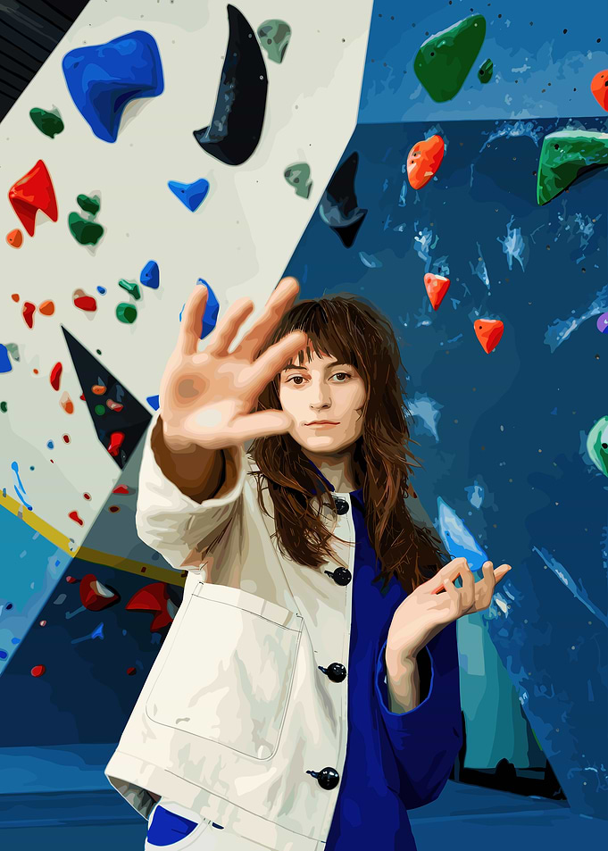 Woman Posing at Climbing Gym