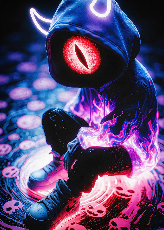 Neon Demon Hooded Cyberpunk Art