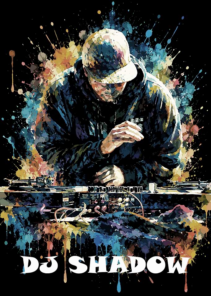 DJ Shadow Watercolor Splash Art