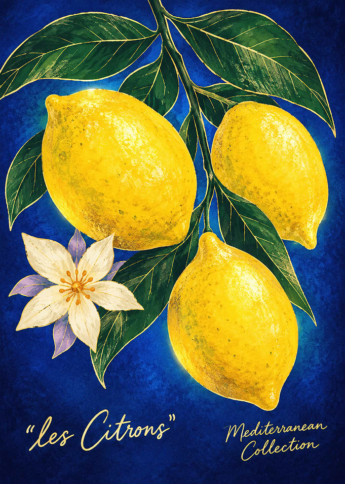 Vintage Mediterranean Lemon Botanical