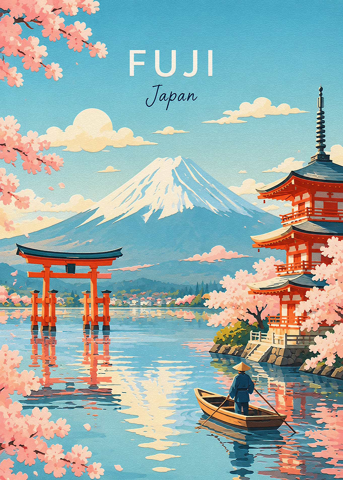 Mount Fuji Japan Travel Poster