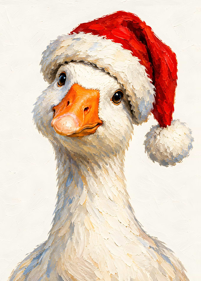 Goose in Santa Hat – Festive Christmas Bird